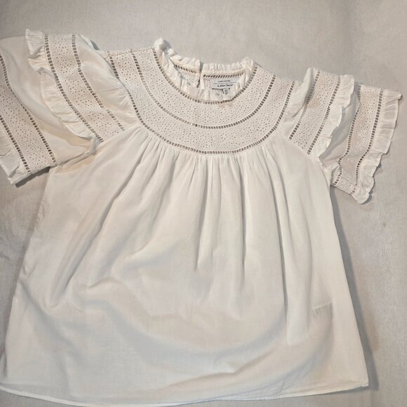 & OTHER STORIES Cottagecore Embroidered A-Line Ruffle WHITE Top Size 4 LIKE NEW! - Picture 6 of 16
